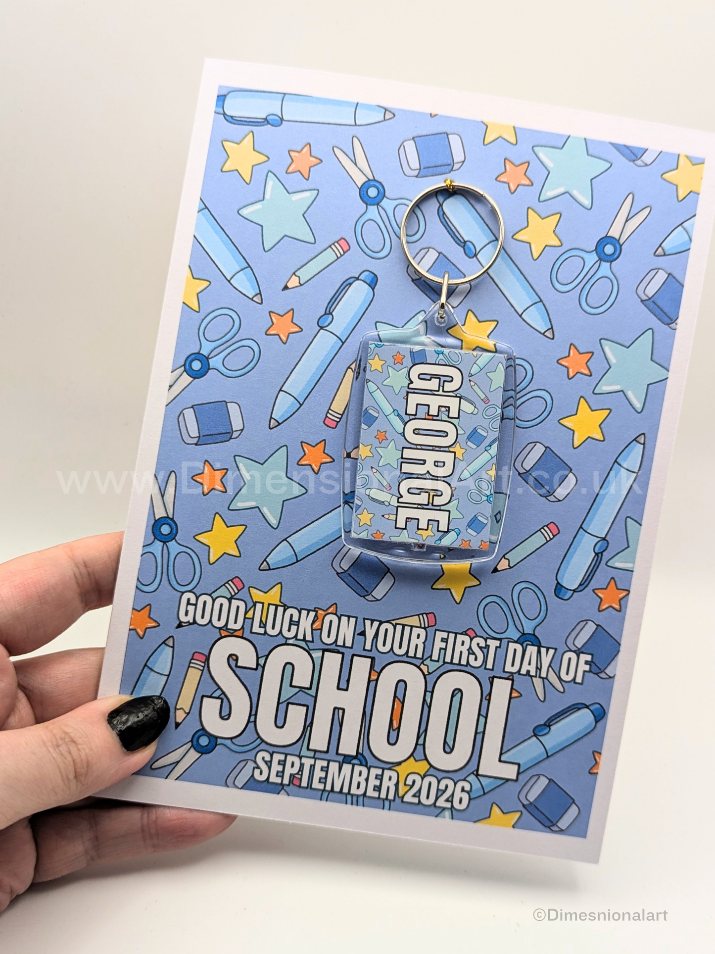 Personalised First Day of School Keepsake Keyring - Back to school Card