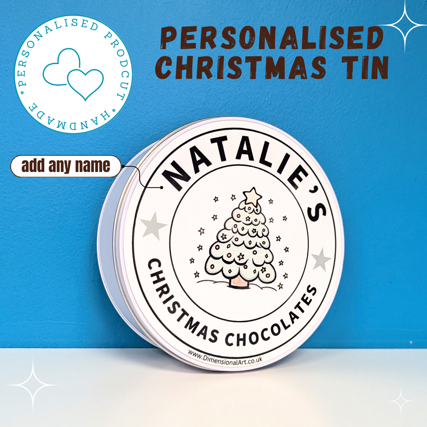 Personalised Christmas chocolates Tin