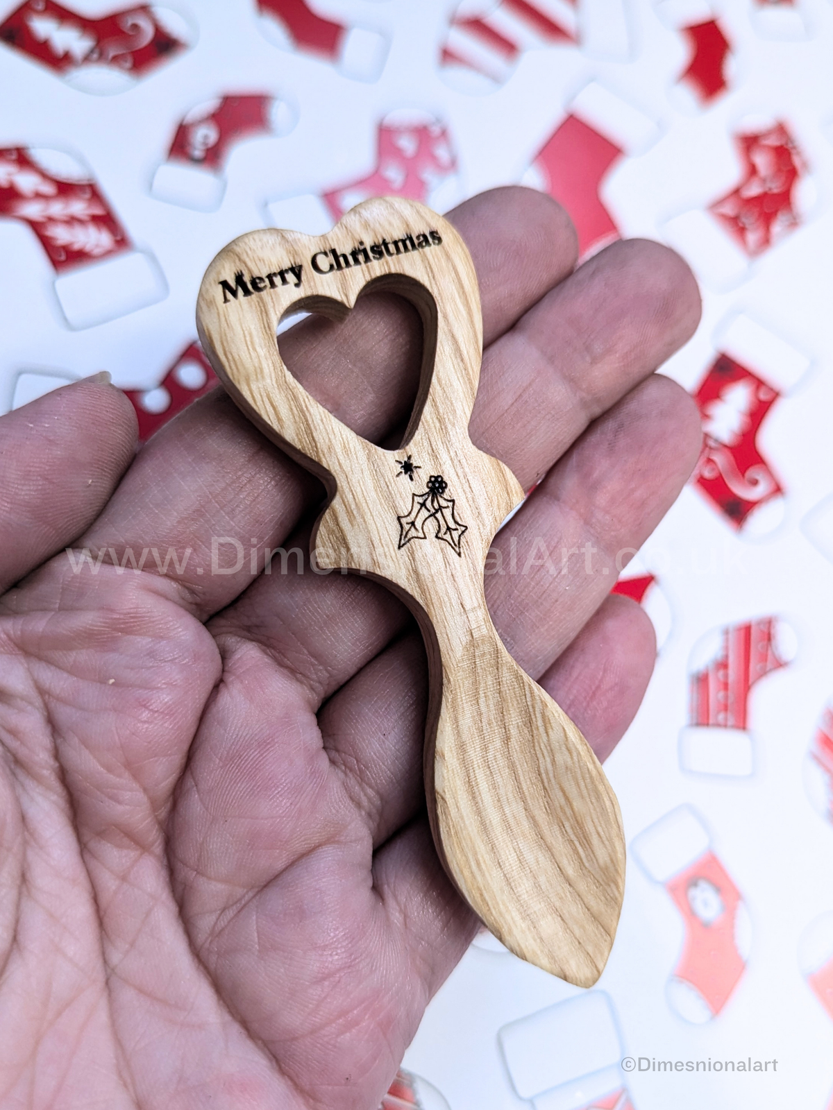 1 MERRY CHRISTMAS Mini Lovespoon (light wood)