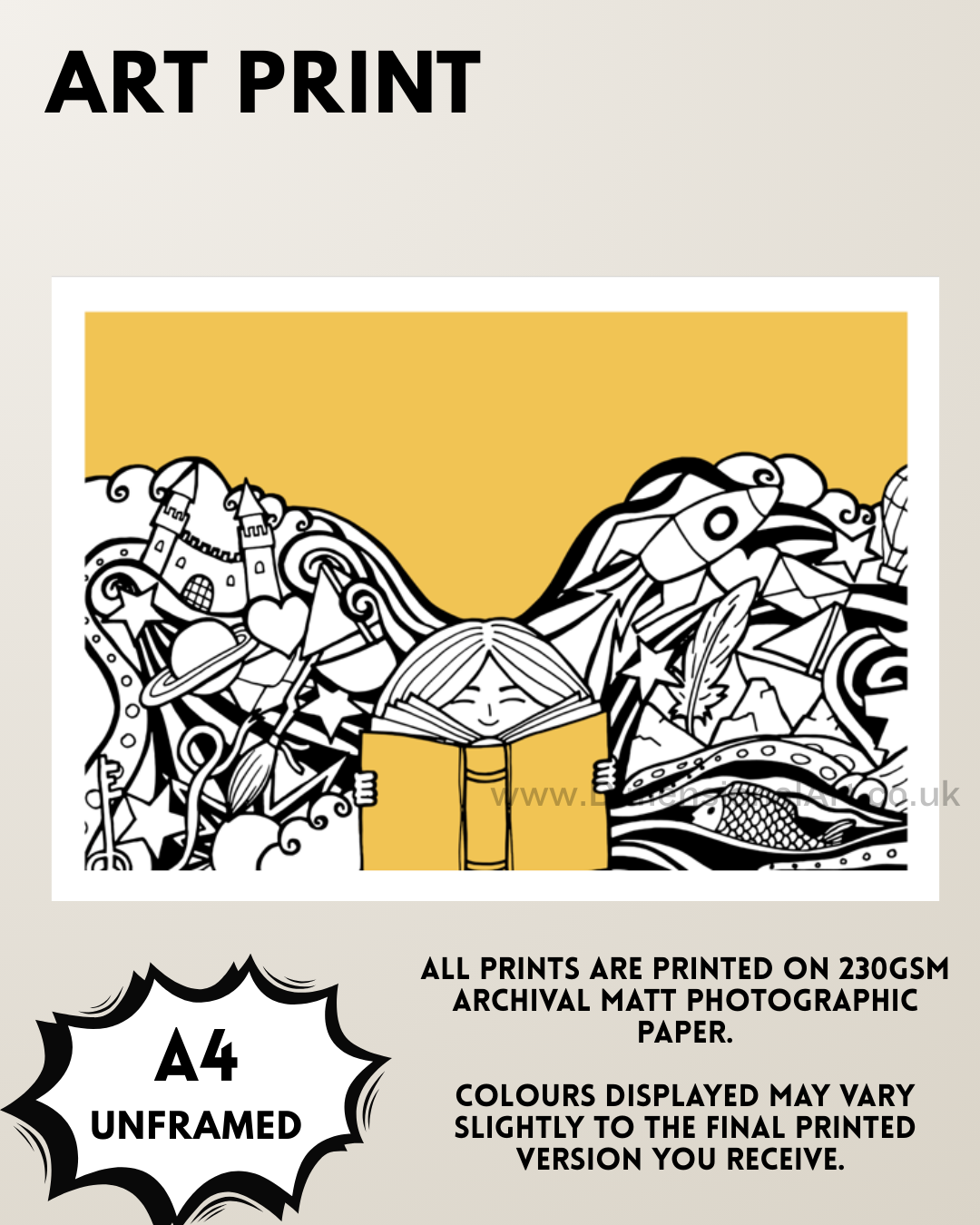 Lost in a Story Book A4 Print