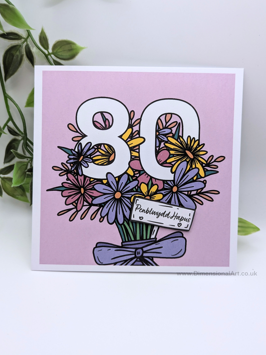 80 Flowers Penblwydd Hapus (Birthday Card)