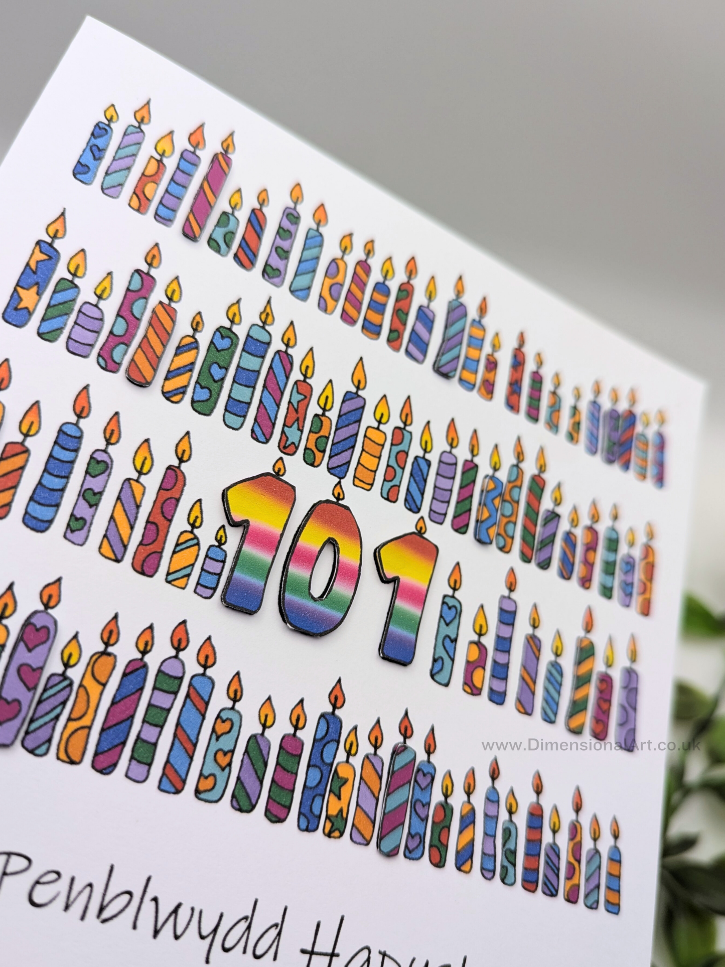 101 Candles Penblwydd Hapus (Birthday Card) 101st