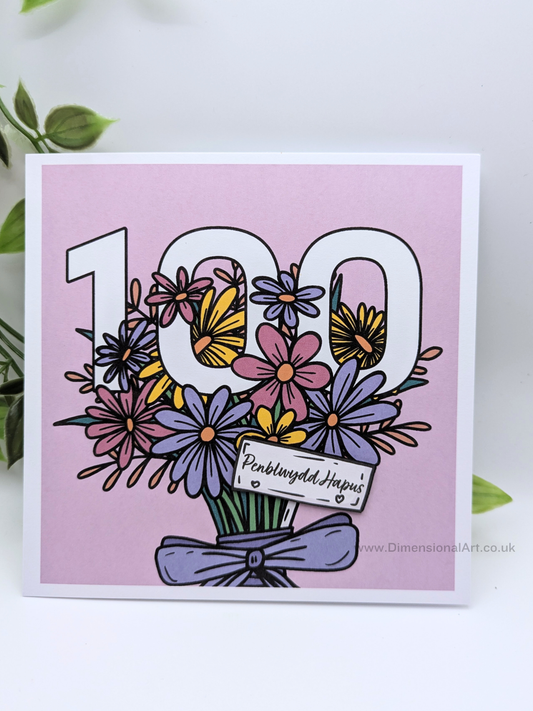 100 Flowers Penblwydd Hapus (Birthday Card)