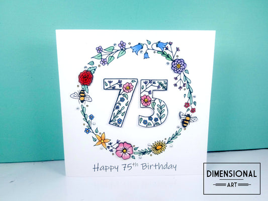 75 Flowers and Bees Birthday Card