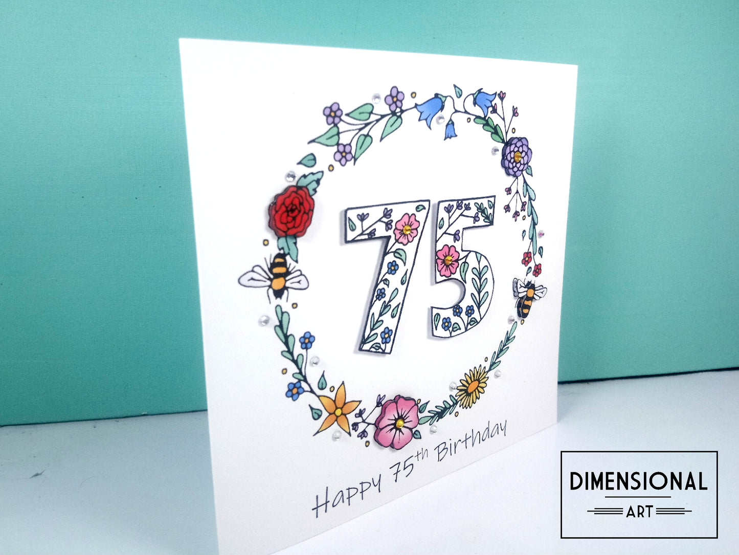 75 Flowers and Bees Birthday Card