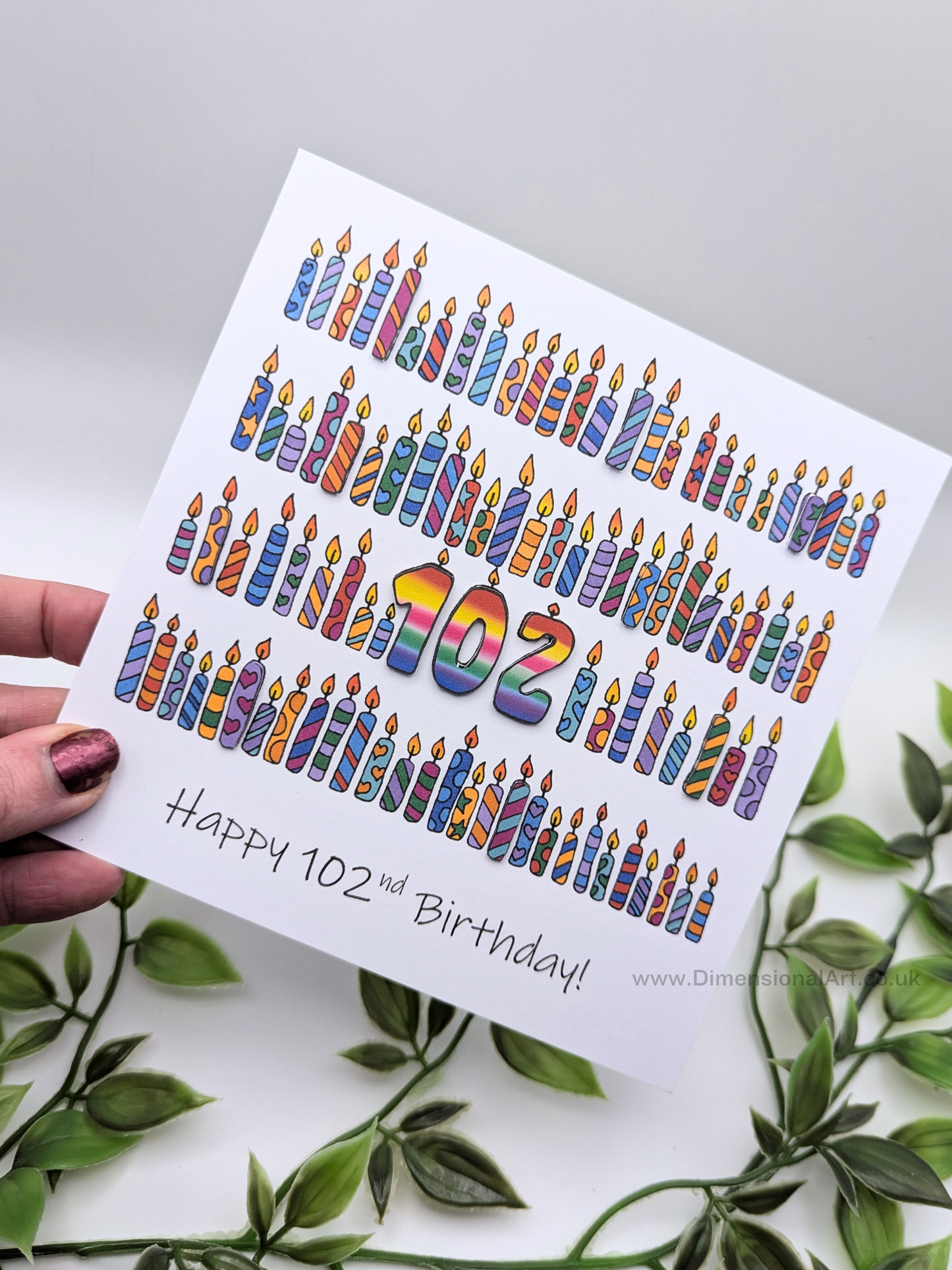 102 Candles Birthday Card 102nd
