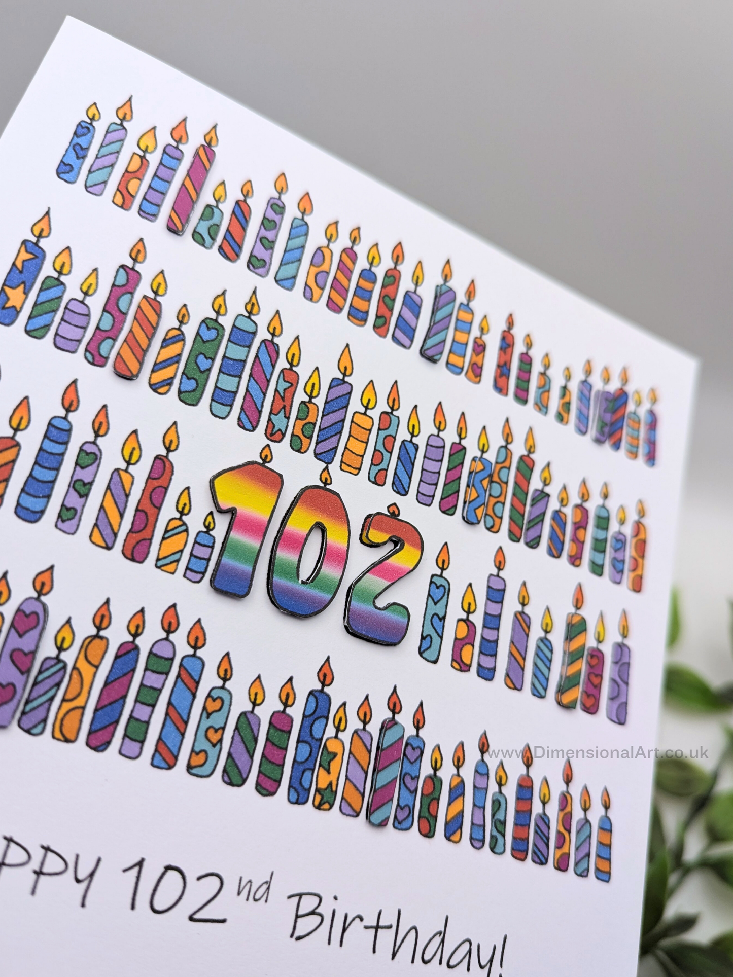 102 Candles Birthday Card 102nd