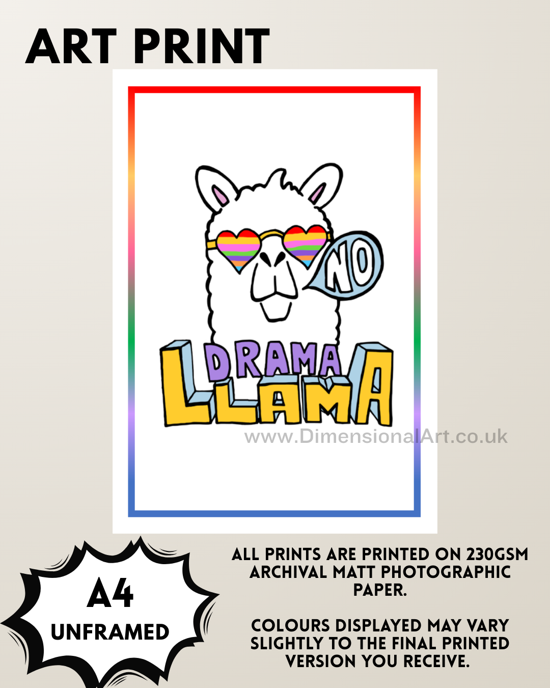 No Drama Llama A4 Print