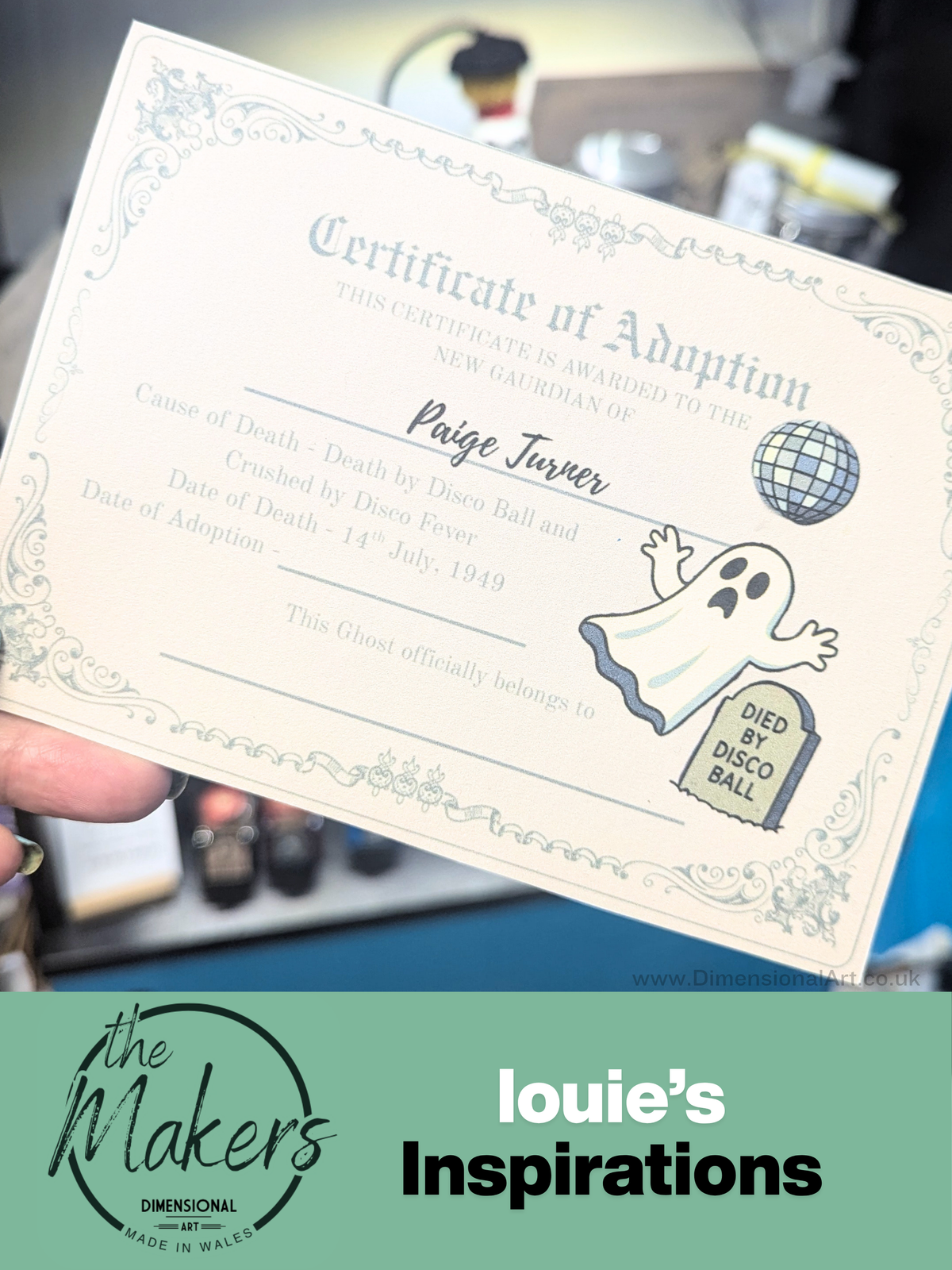 Adopt a Ghost  - PAIGE TURNER - crocheted - Glow in the dark  - handmade