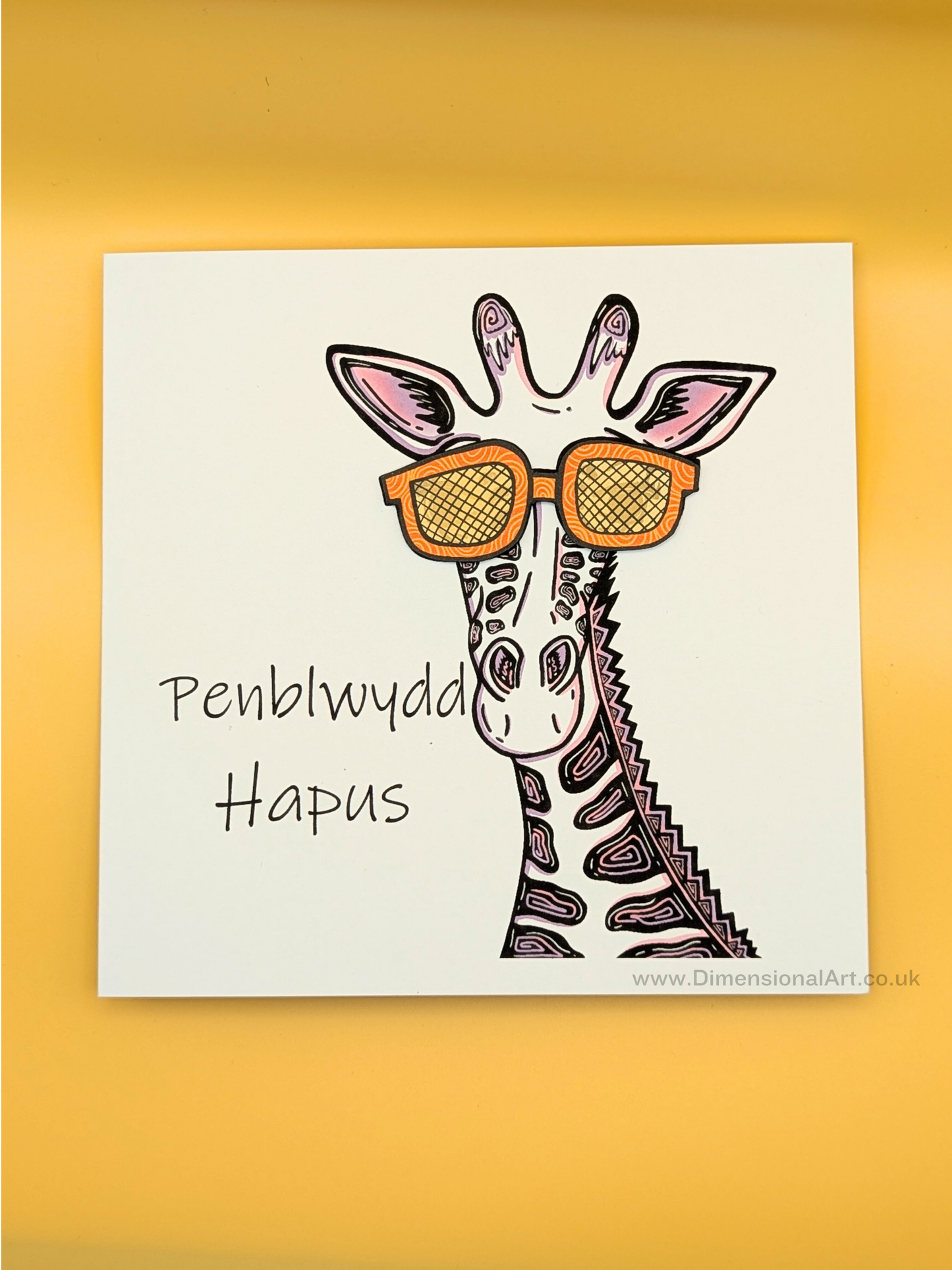 Giraffe Penblwydd (Birthday Card)