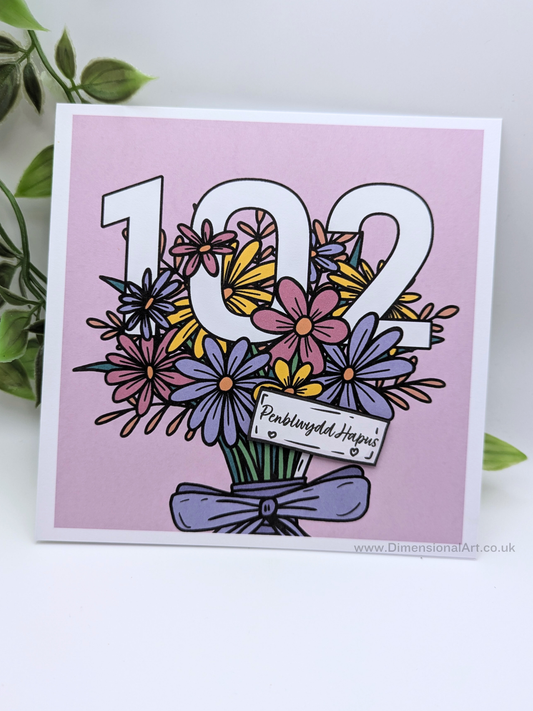 102 Flowers Penblwydd Hapus (Birthday Card)
