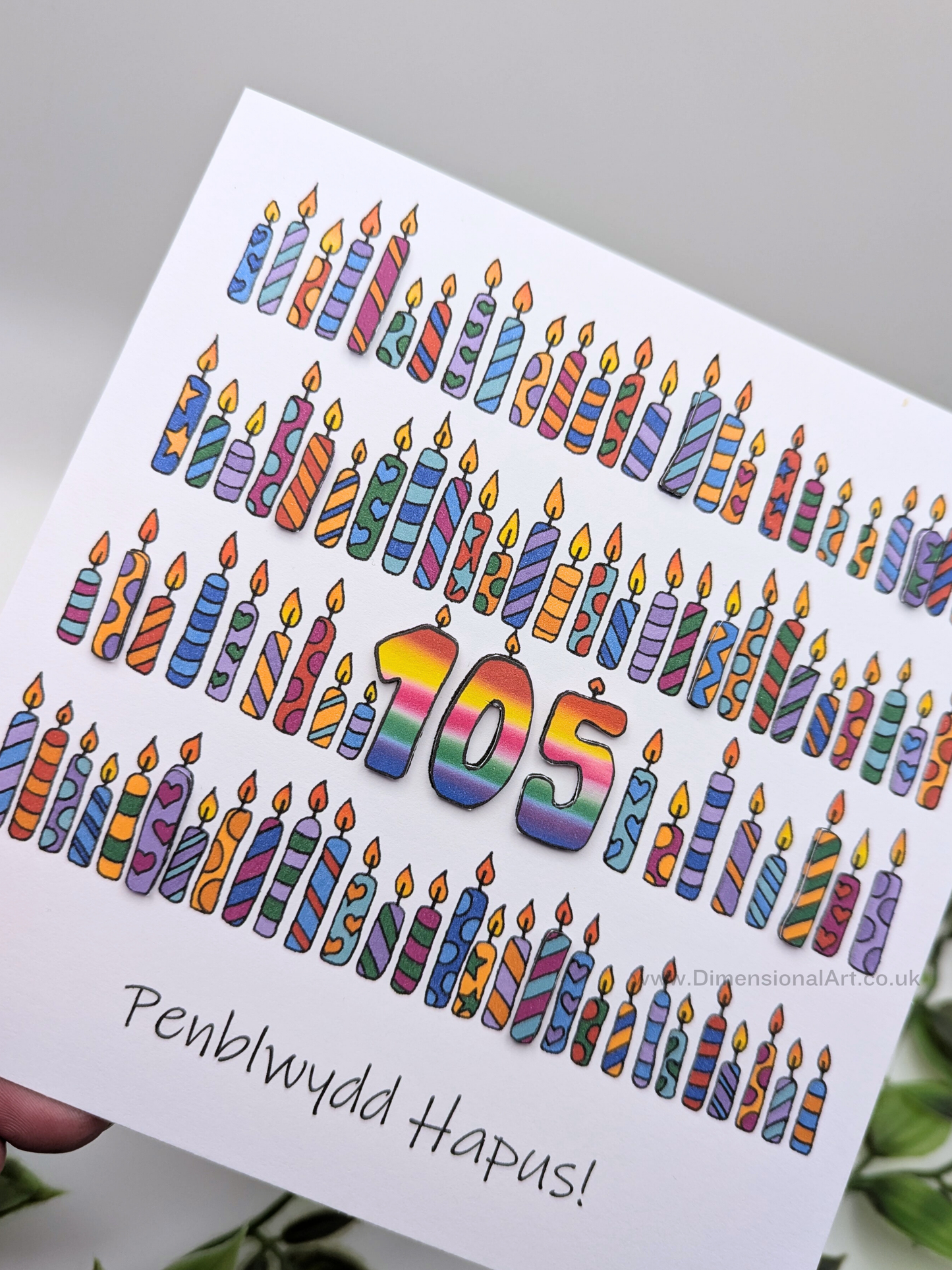 105 Candles Penblwydd Hapus (Birthday Card) 105th