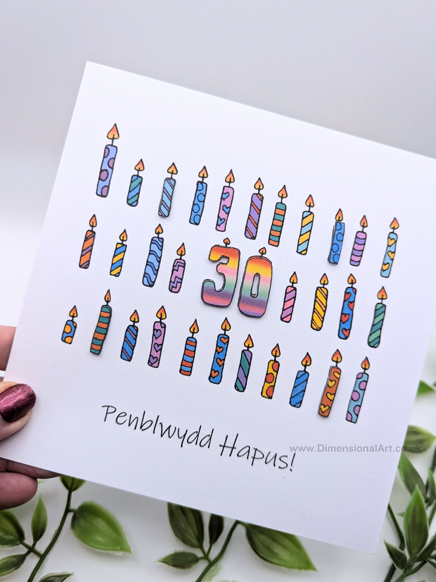 30th Candles Penblwydd Hapus (Birthday) Card 30