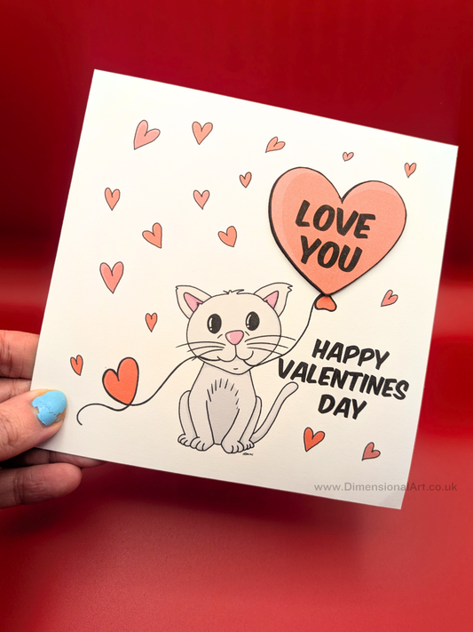 Love you - Cat - Valentines Day Card