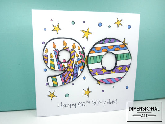 90th Number Candles Birthday Card