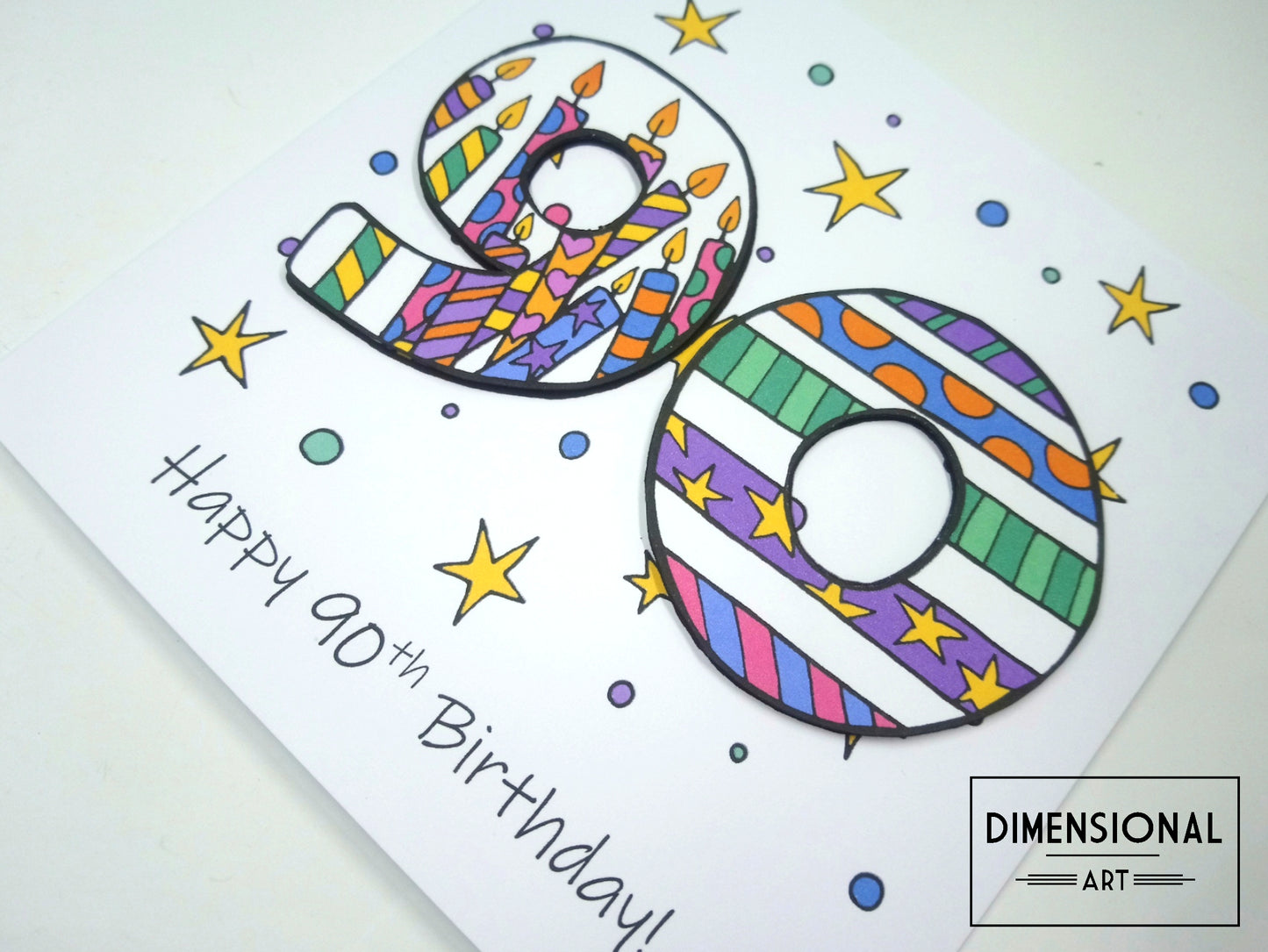 90th Number Candles Birthday Card
