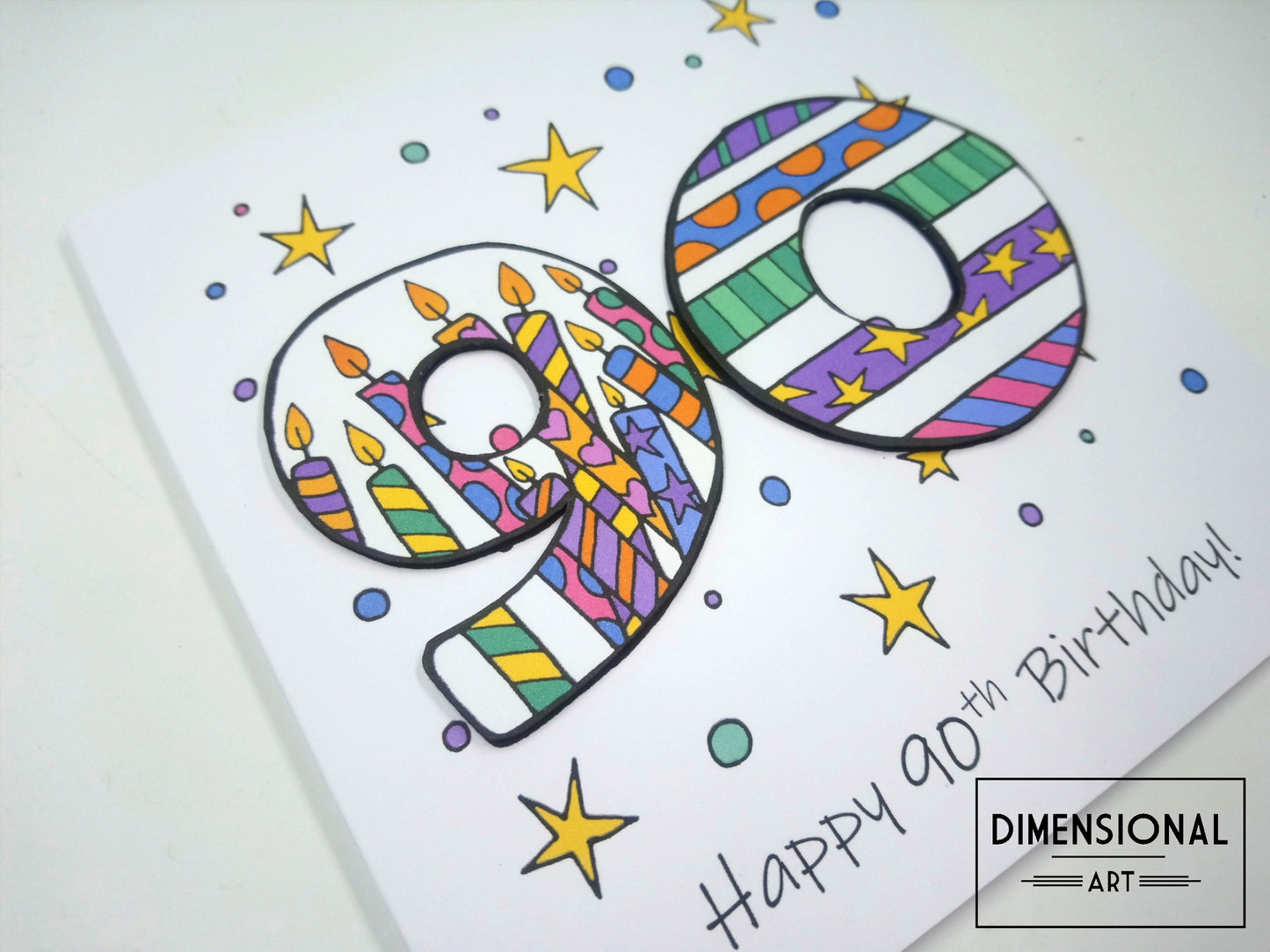 90th Number Candles Birthday Card