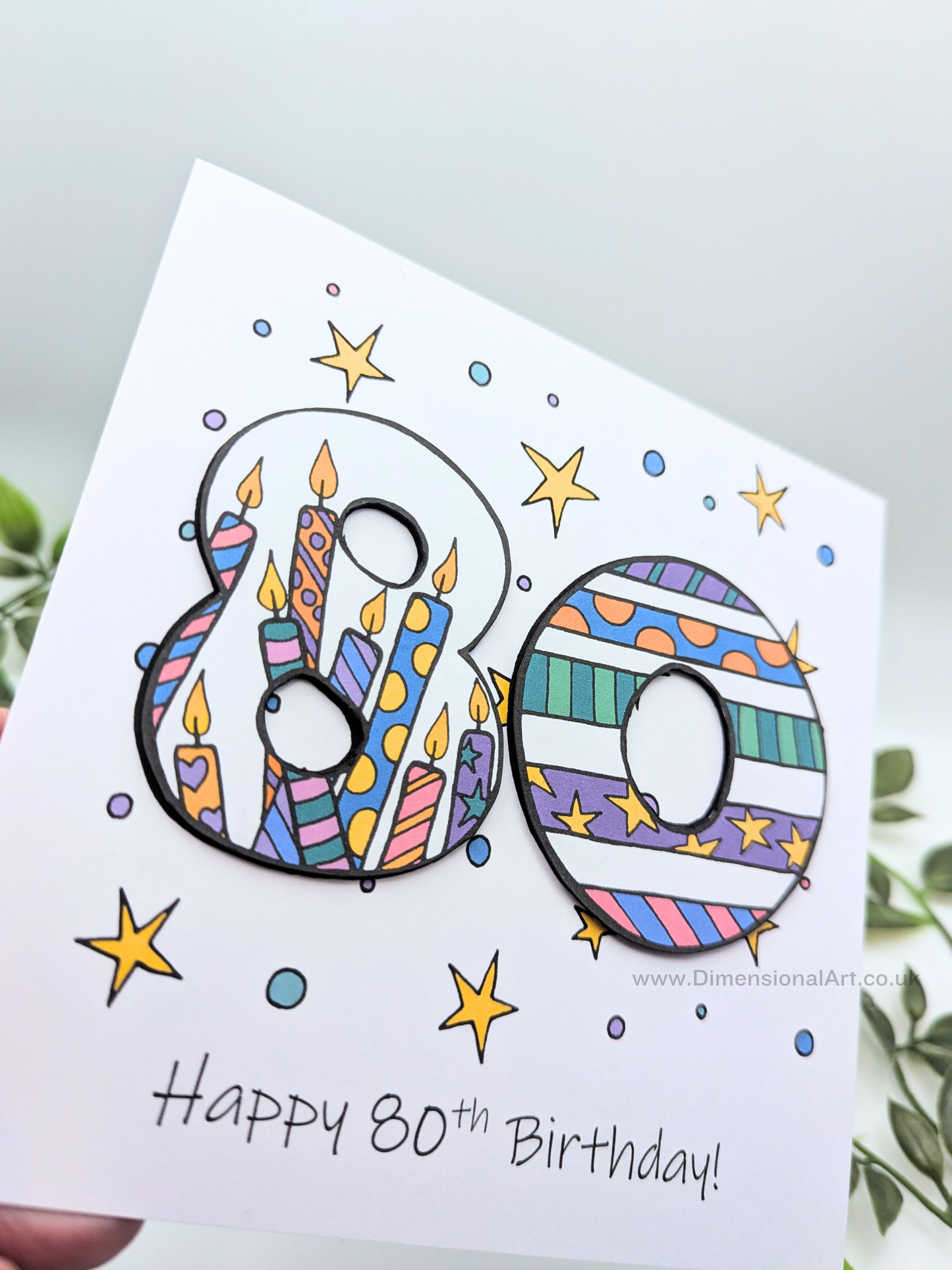 80th Number Candles Birthday Card