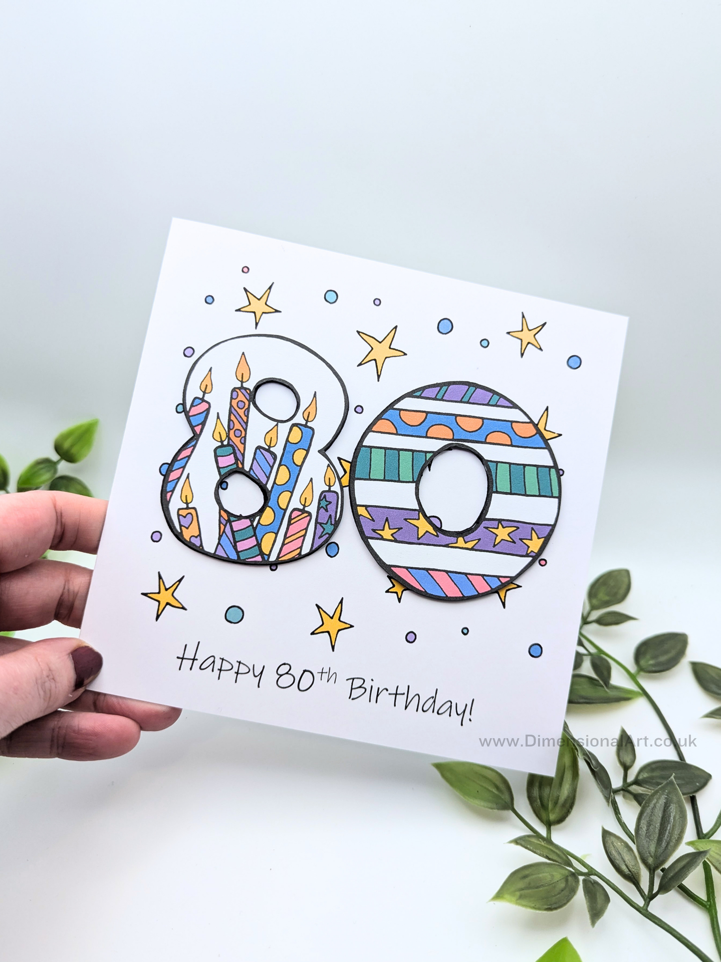 80th Number Candles Birthday Card