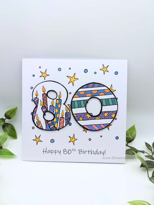 80th Number Candles Birthday Card