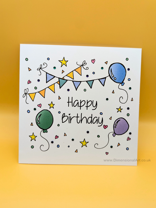 Bunting and Balloons Birthday Card