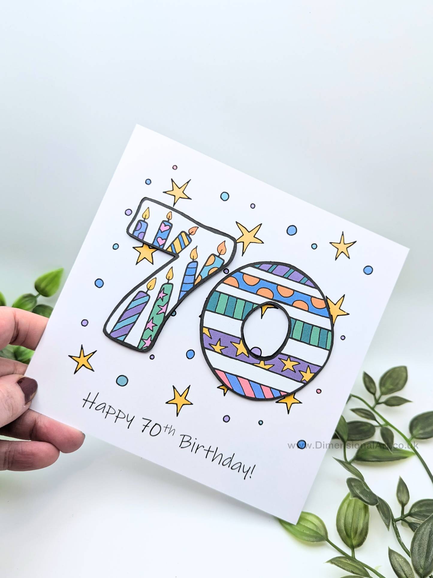 70th Number Candles Birthday Card