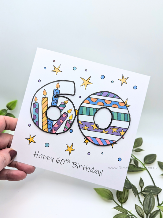 60th Number Candles Birthday Card