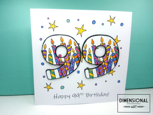 99th Number Candles Birthday Card