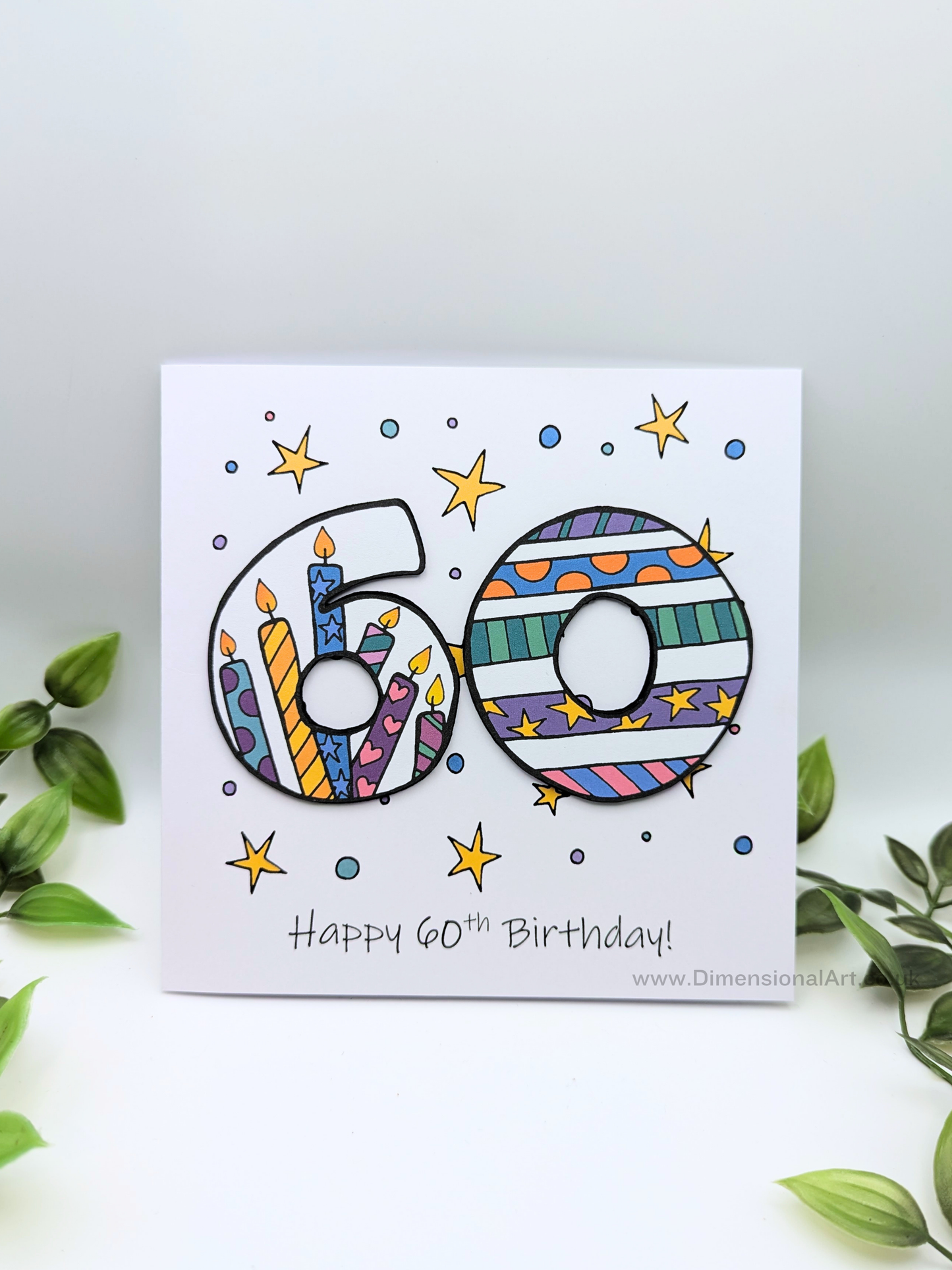 60th Number Candles Birthday Card
