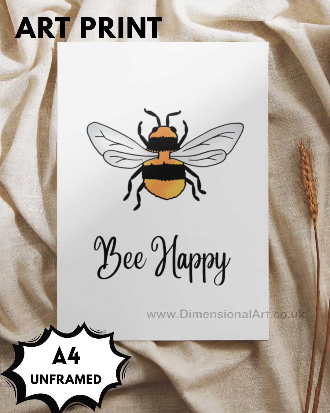 Bee Happy A4 Print