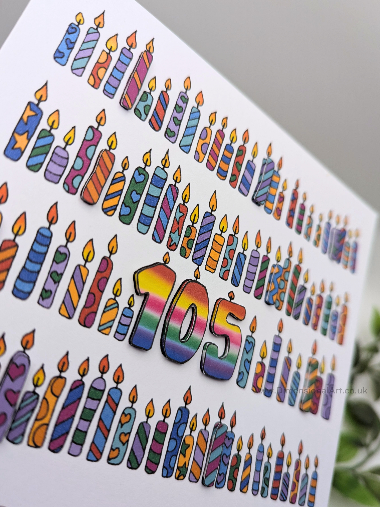 105 Candles Penblwydd Hapus (Birthday Card) 105th