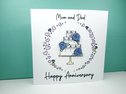 PERSONALED Wedding Anniversary Card - Blue