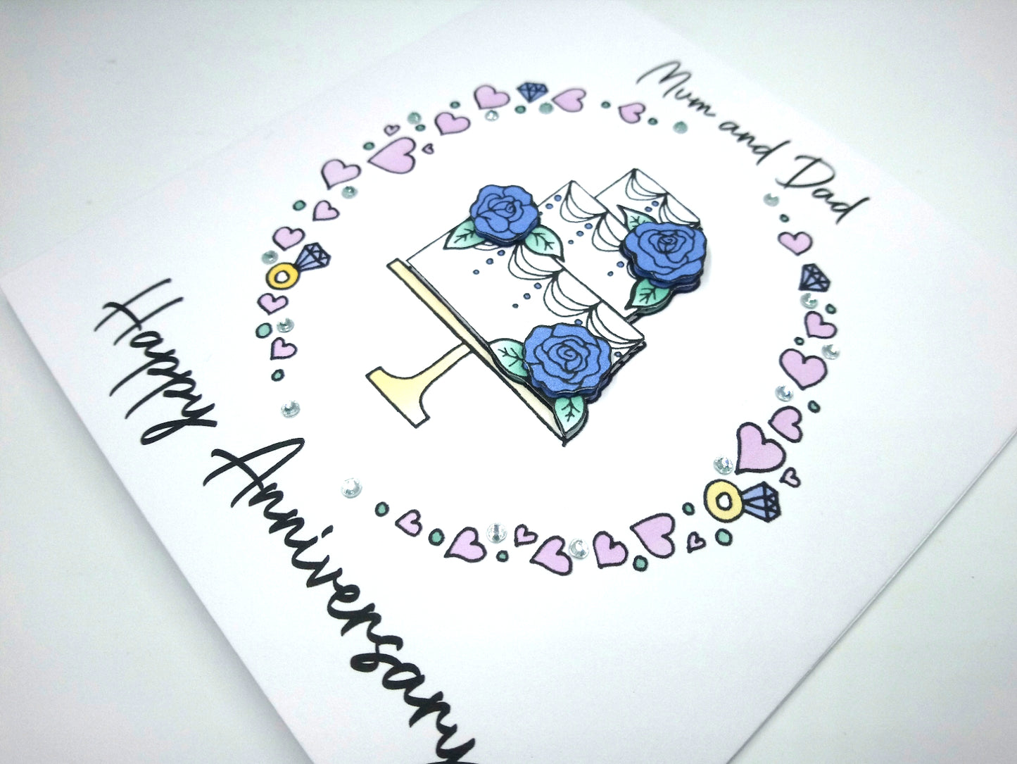 PERSONALED Wedding Anniversary Card - Blue