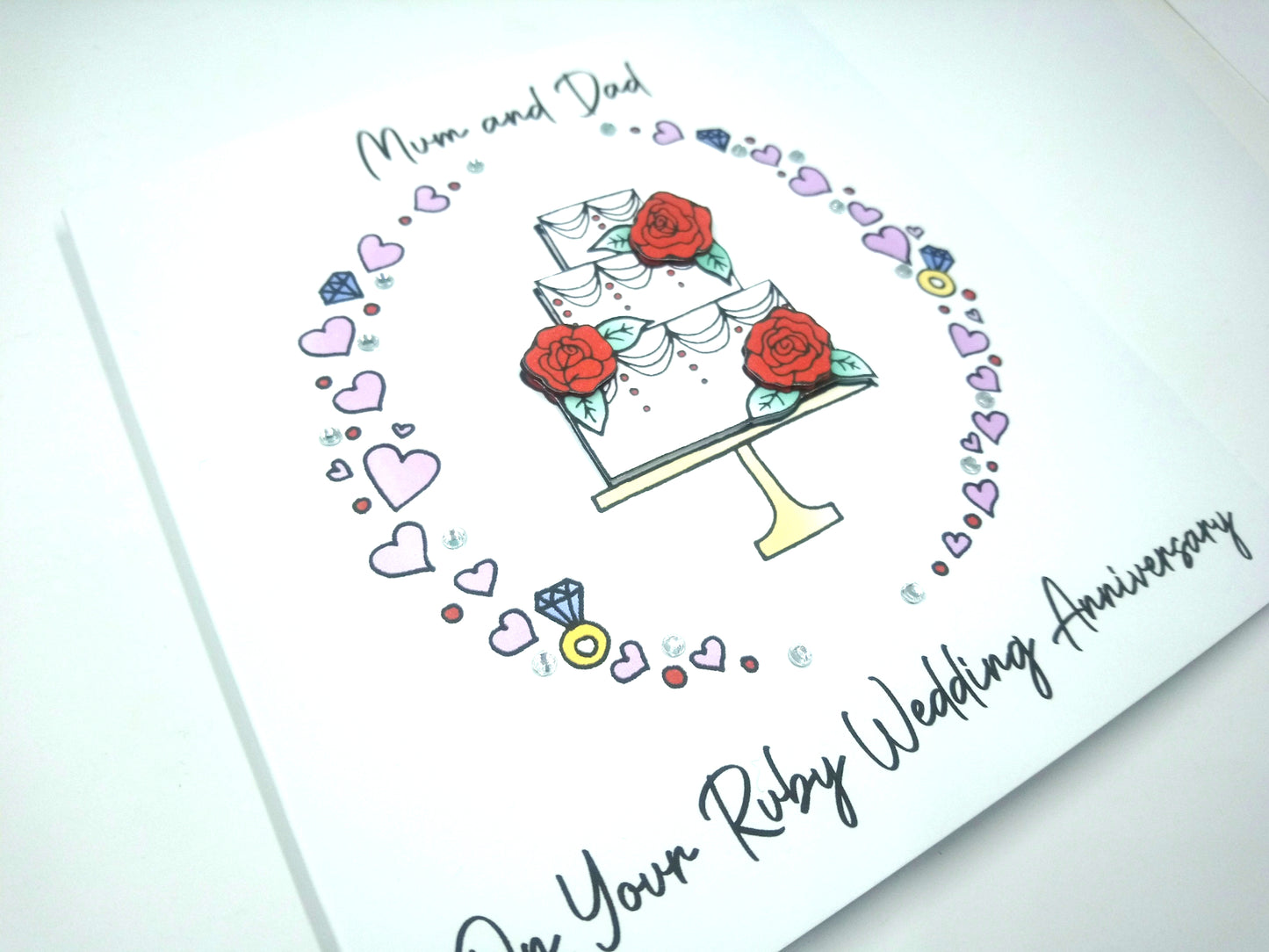 PERSONALED Ruby Wedding Anniversary  Card