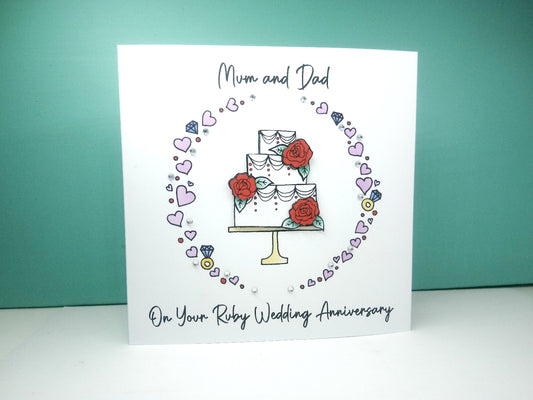 PERSONALED Ruby Wedding Anniversary  Card