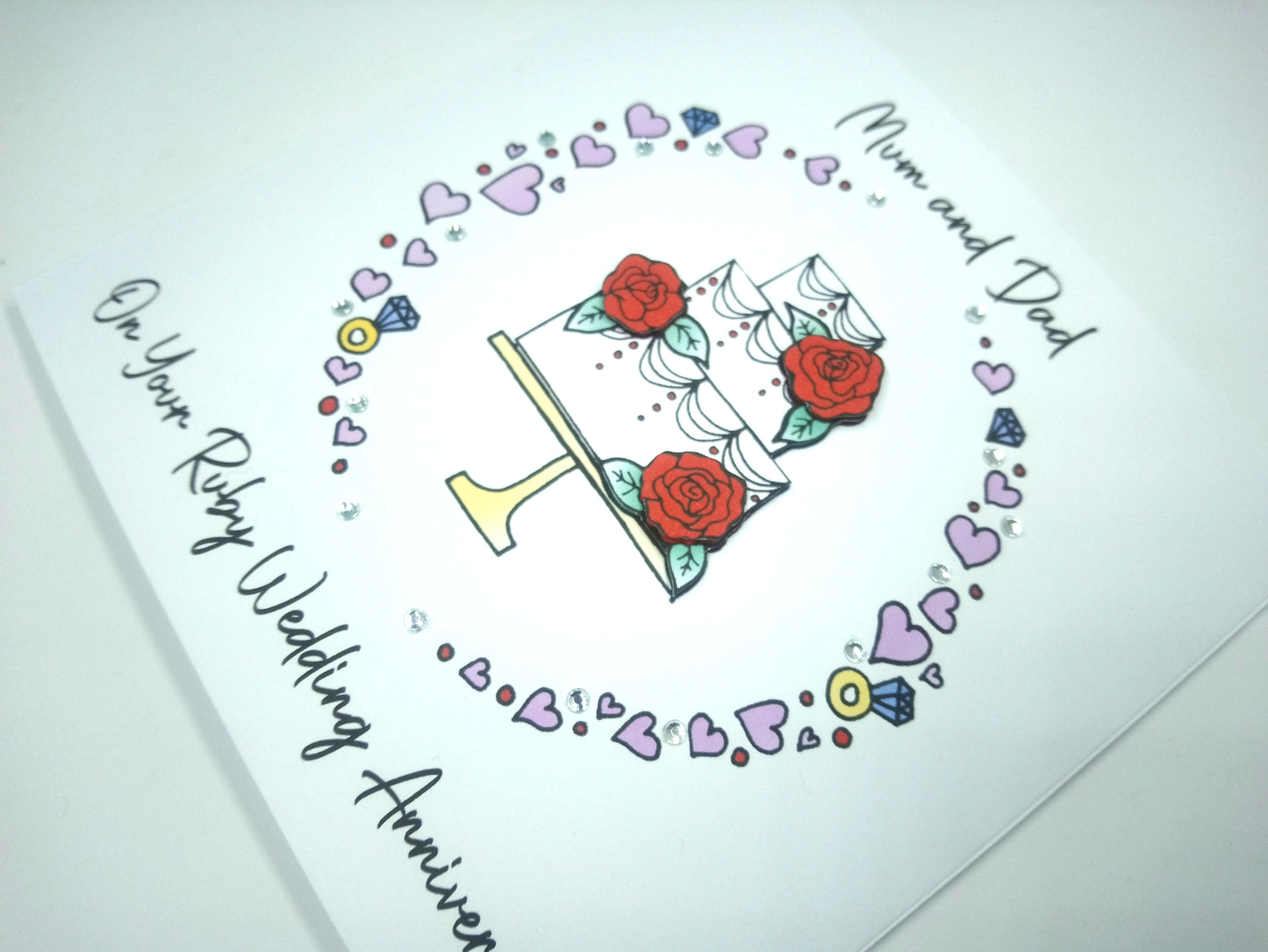 PERSONALED Ruby Wedding Anniversary  Card