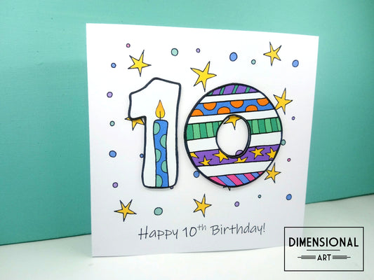 10th Number Candles Birthday Card