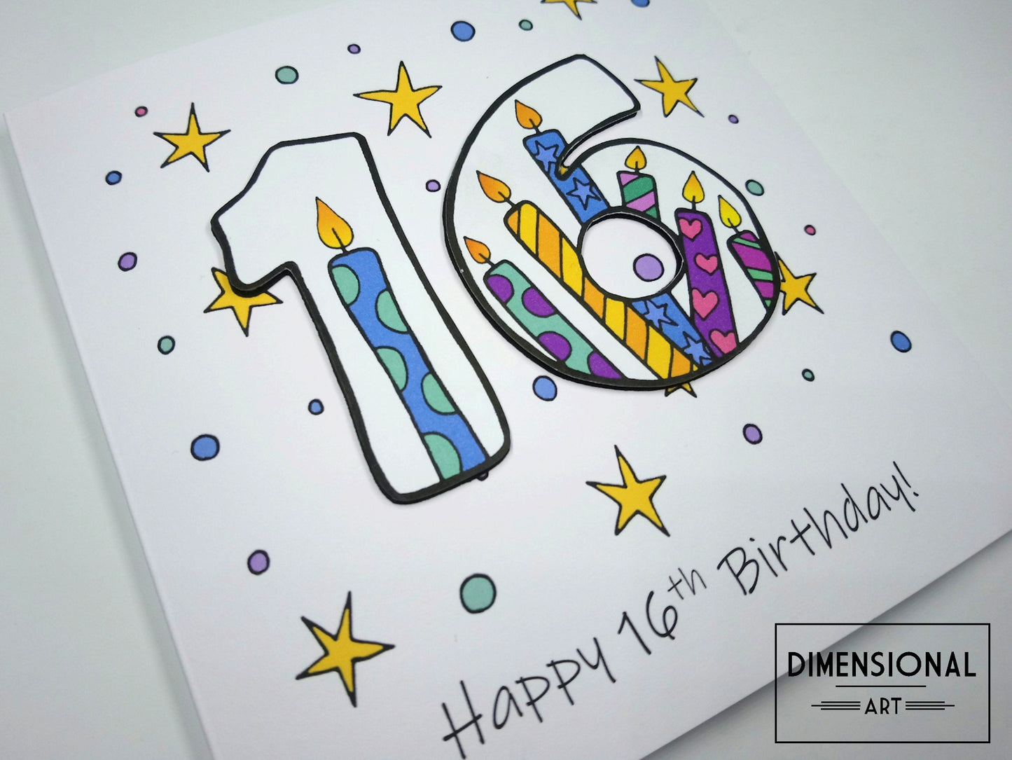 16th Number Candles Birthday Card