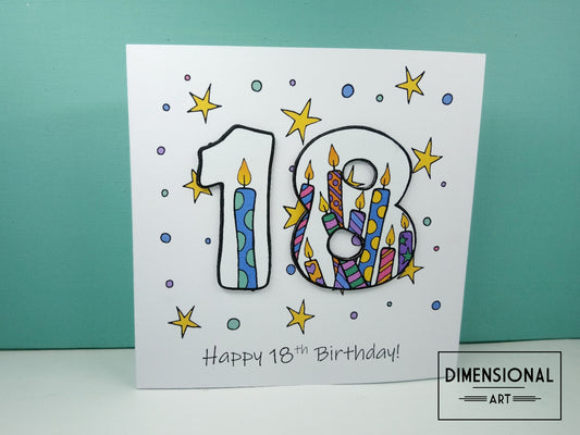 18th Number Candles Birthday Card