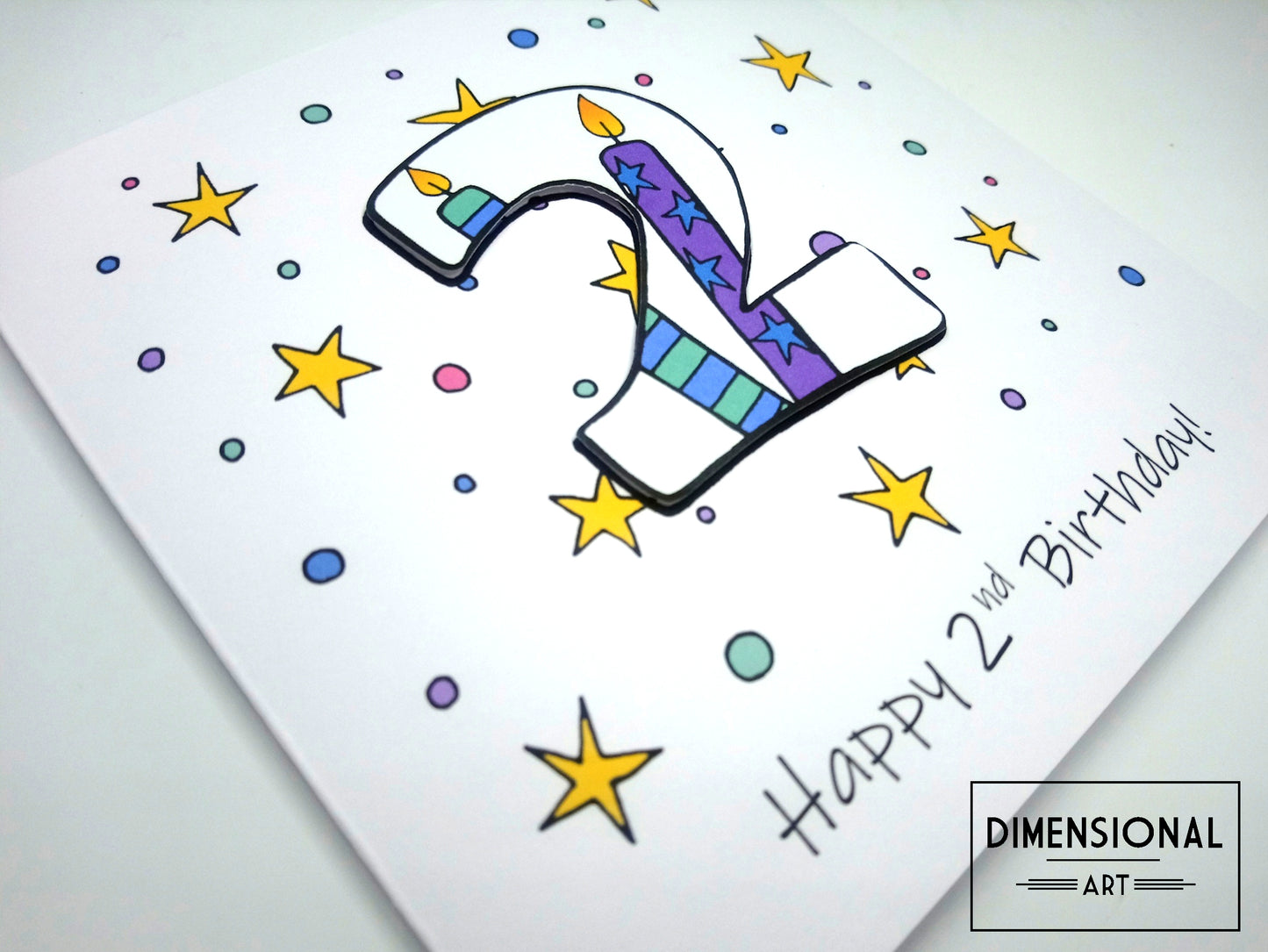 2nd Number Candles Birthday Card