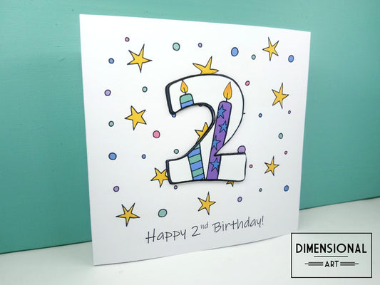 2nd Number Candles Birthday Card