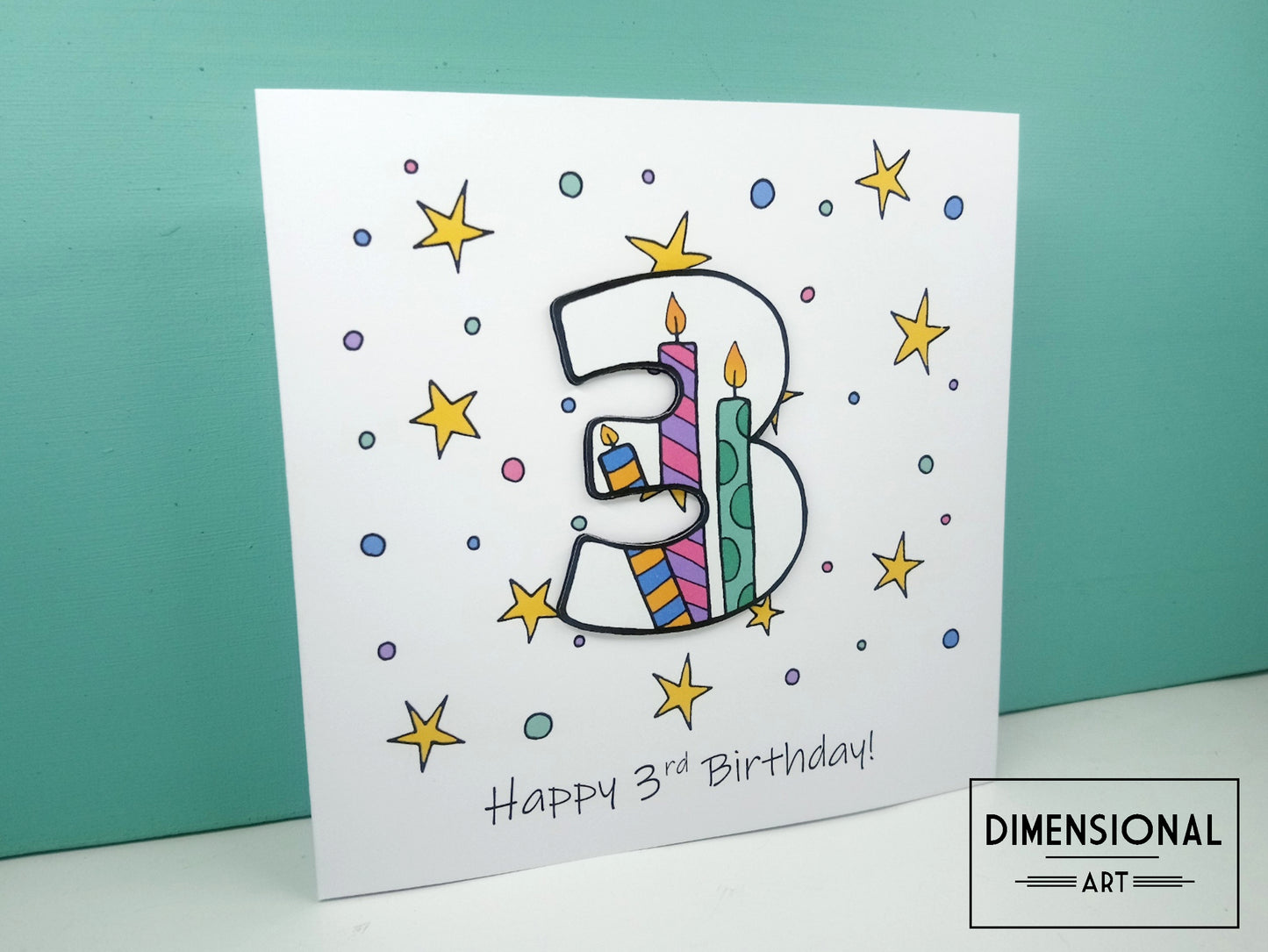 3rd Number Candles Birthday Card
