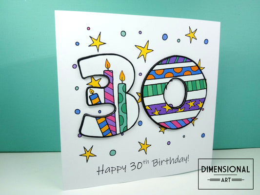30th Number Candles Birthday Card