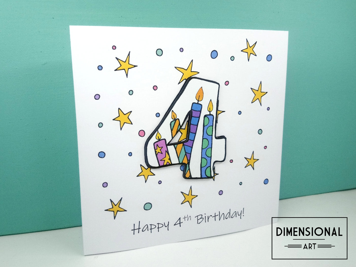 4th Number Candles Birthday Card