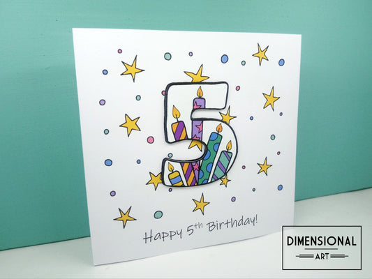 5th Number Candles Birthday Card