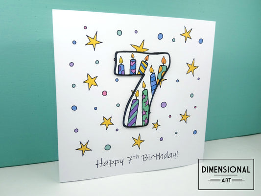 7th Number Candles Birthday Card