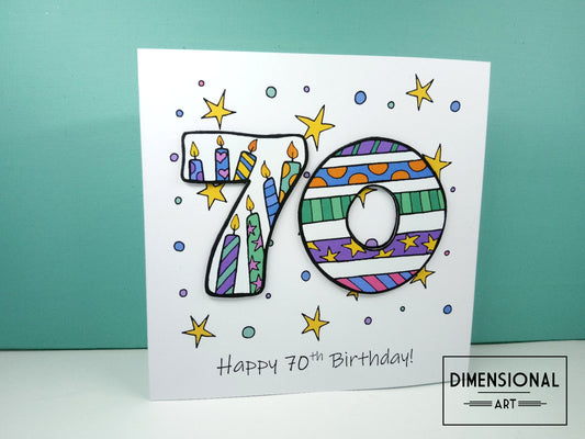 70th Number Candles Birthday Card