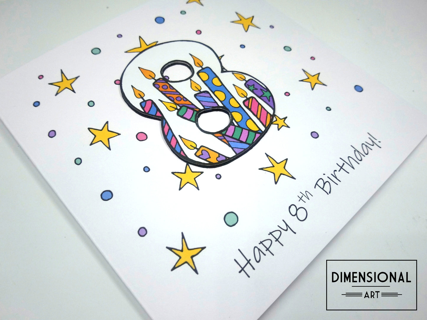 8th Number Candles Birthday Card