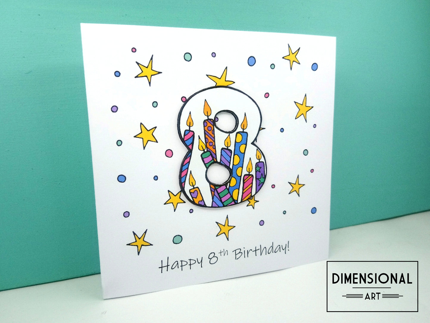 8th Number Candles Birthday Card
