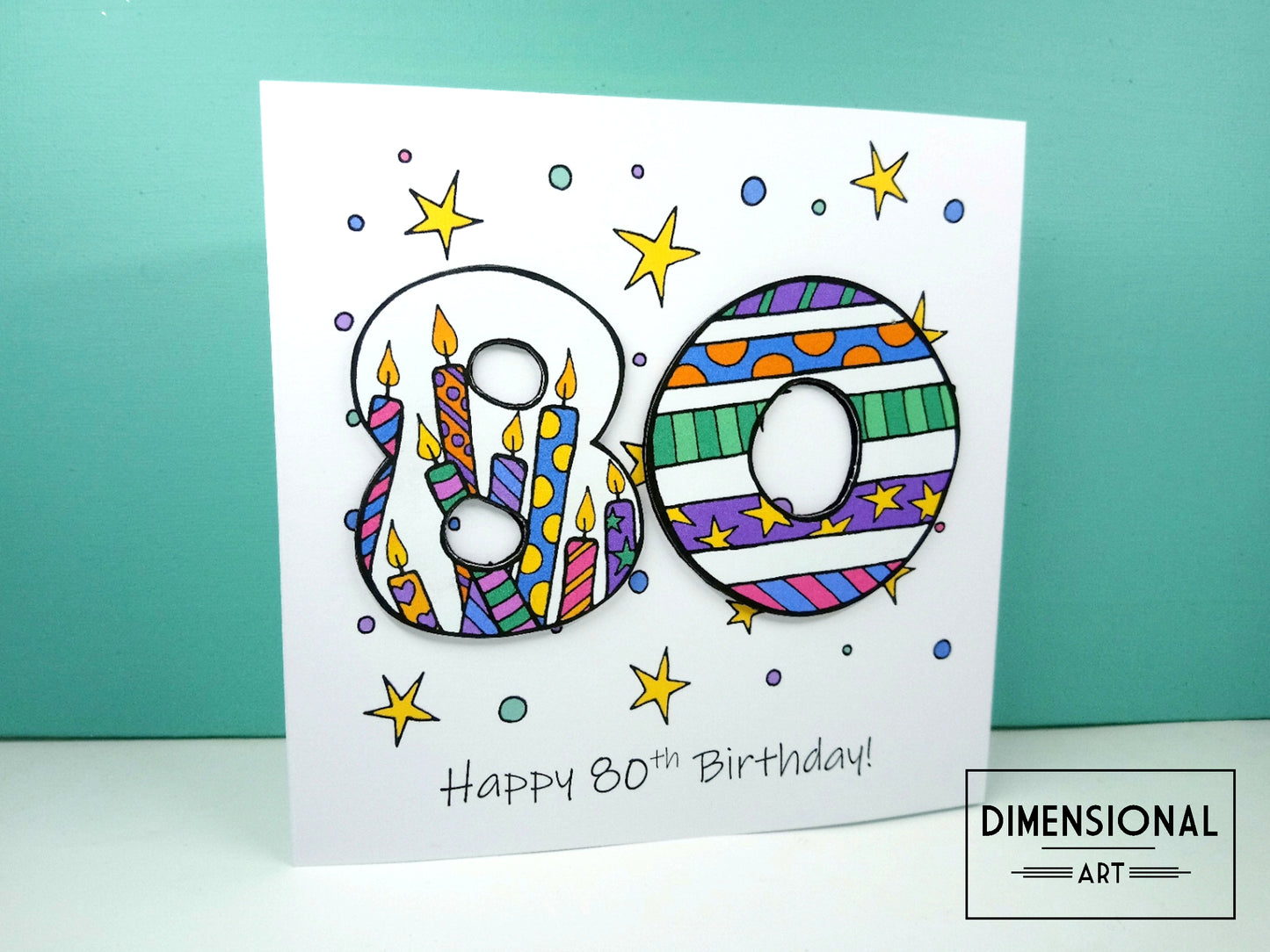 80th Number Candles Birthday Card